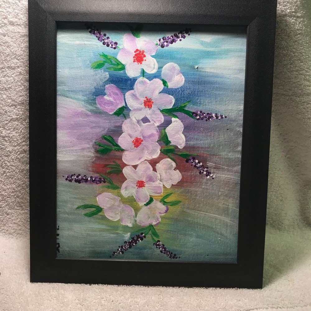 Framed Floral Painting On Canvas By J. Perez
